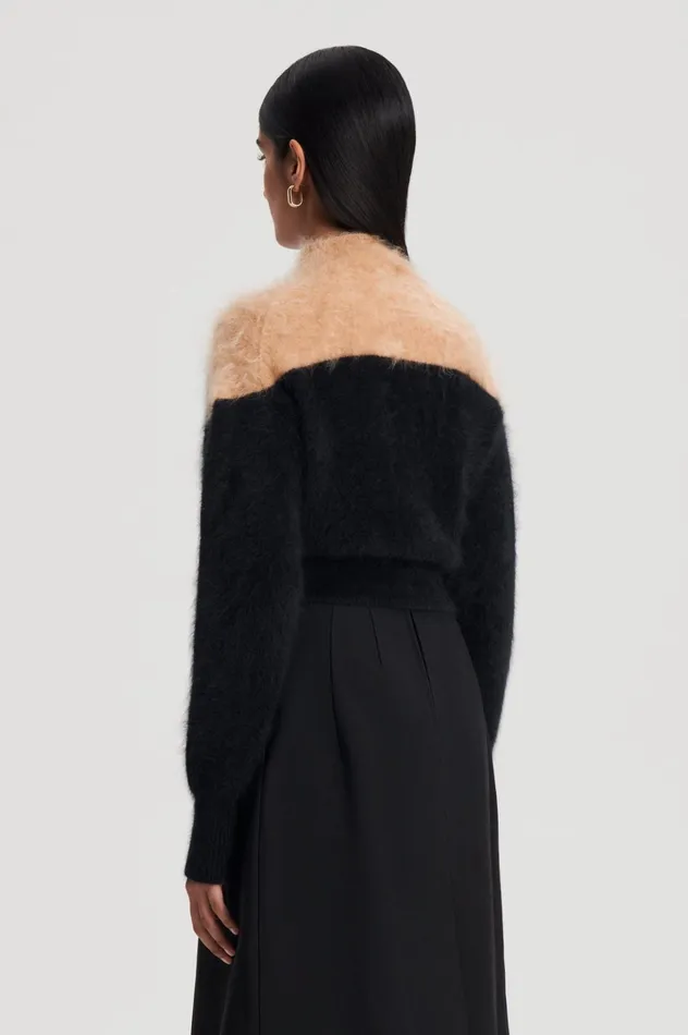 Women Scanlan Theodore Jackets CASHMERE BRUSHED CARDIGAN Blackcamel
