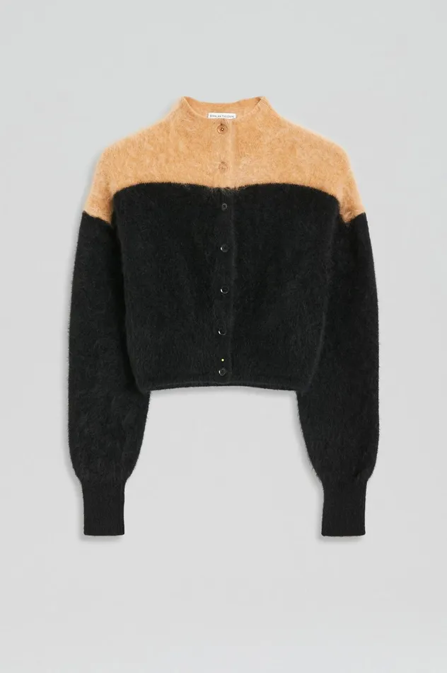 Women Scanlan Theodore Jackets CASHMERE BRUSHED CARDIGAN Blackcamel