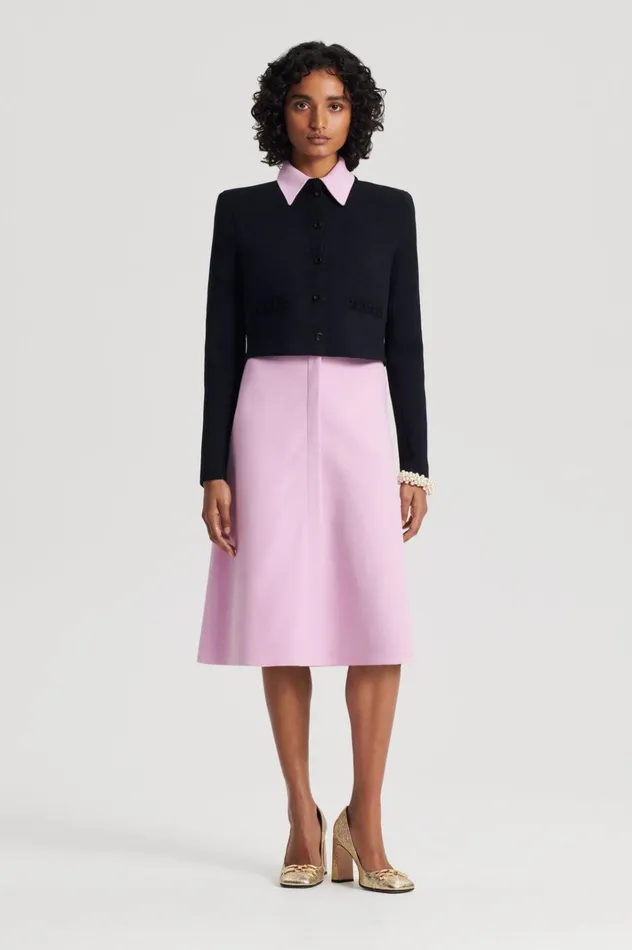 Women Scanlan Theodore Jackets CREPE KNIT DAISY CROP JACKET Black