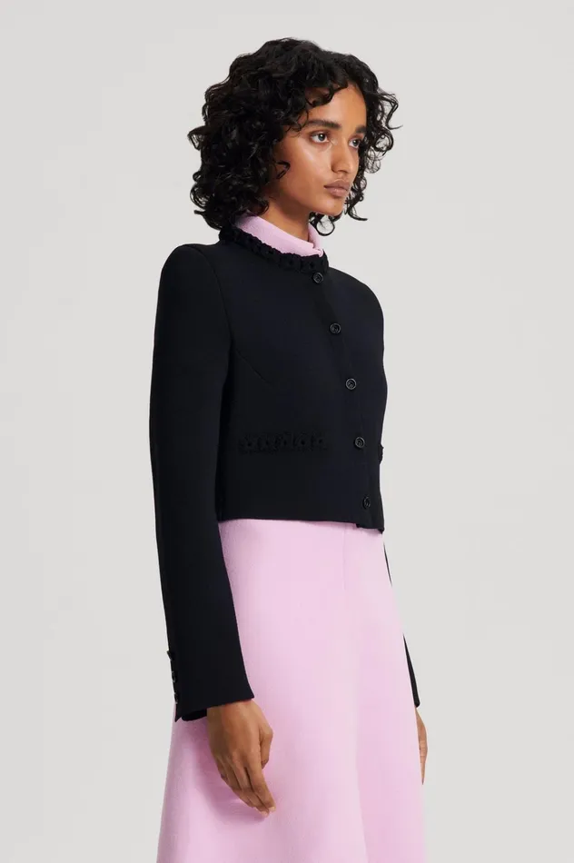 Women Scanlan Theodore Jackets CREPE KNIT DAISY CROP JACKET Black Women Scanlan Theodore Jackets CREPE KNIT DAISY CROP JACKET Black