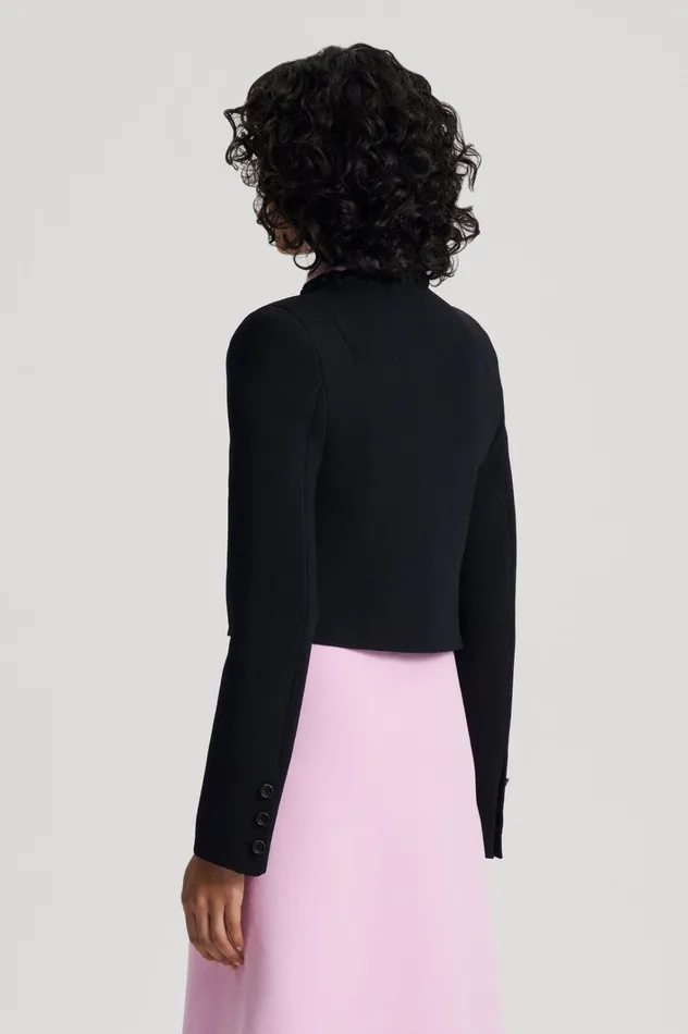 Women Scanlan Theodore Jackets CREPE KNIT DAISY CROP JACKET Black Women Scanlan Theodore Jackets CREPE KNIT DAISY CROP JACKET Black