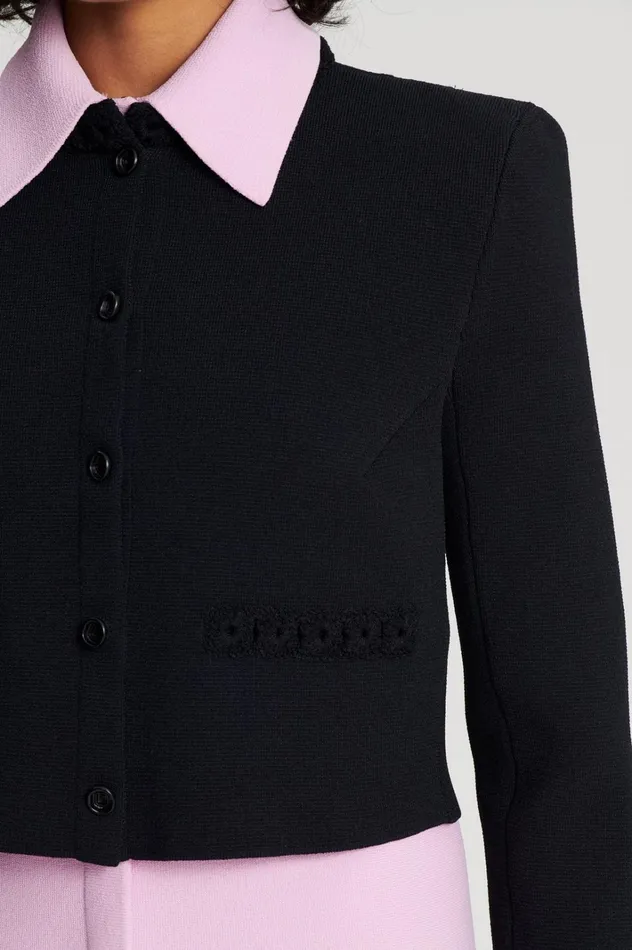 Women Scanlan Theodore Jackets CREPE KNIT DAISY CROP JACKET Black Women Scanlan Theodore Jackets CREPE KNIT DAISY CROP JACKET Black