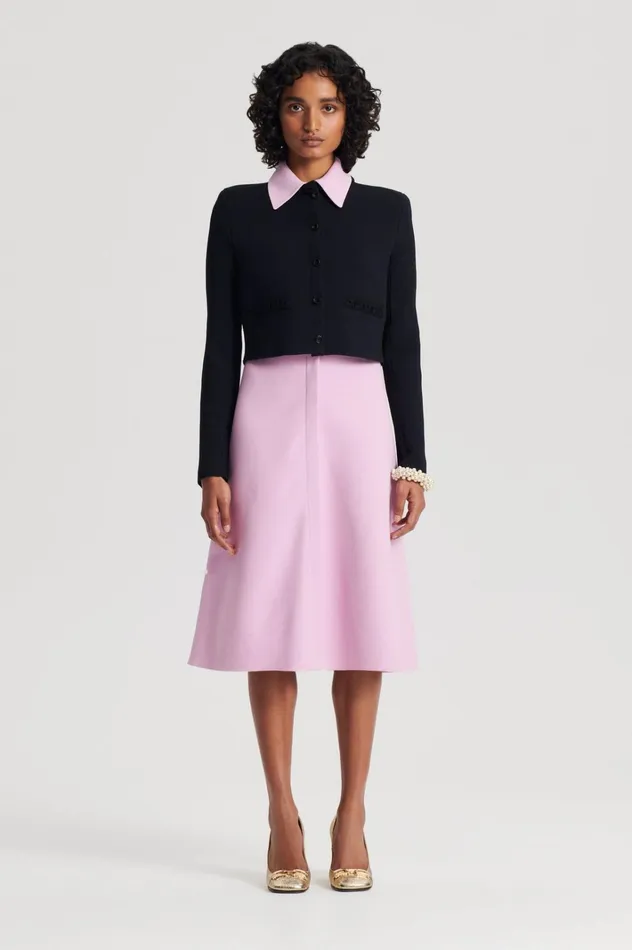 Women Scanlan Theodore Jackets CREPE KNIT DAISY CROP JACKET Black Women Scanlan Theodore Jackets CREPE KNIT DAISY CROP JACKET Black