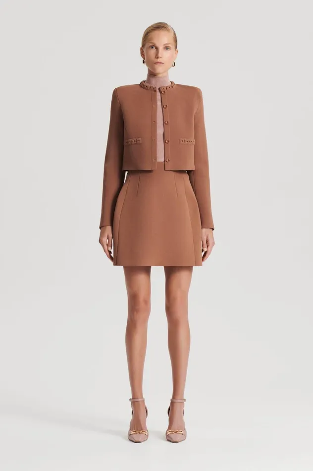 Women Scanlan Theodore Jackets CREPE KNIT DAISY CROP JACKET Spice
