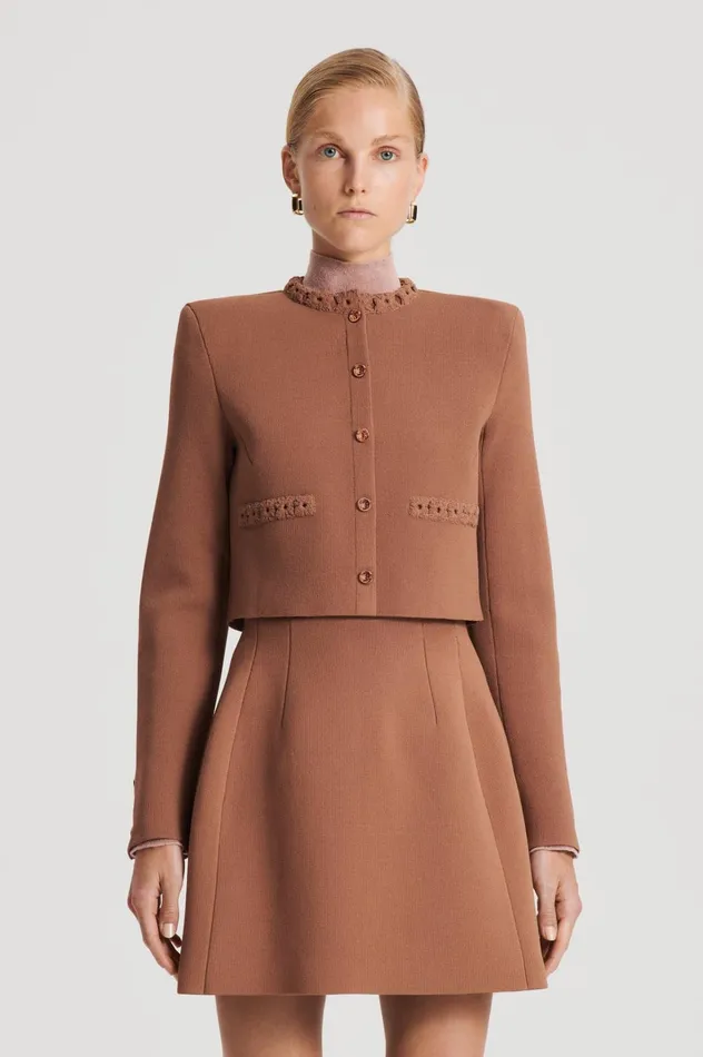 Women Scanlan Theodore Jackets CREPE KNIT DAISY CROP JACKET Spice
