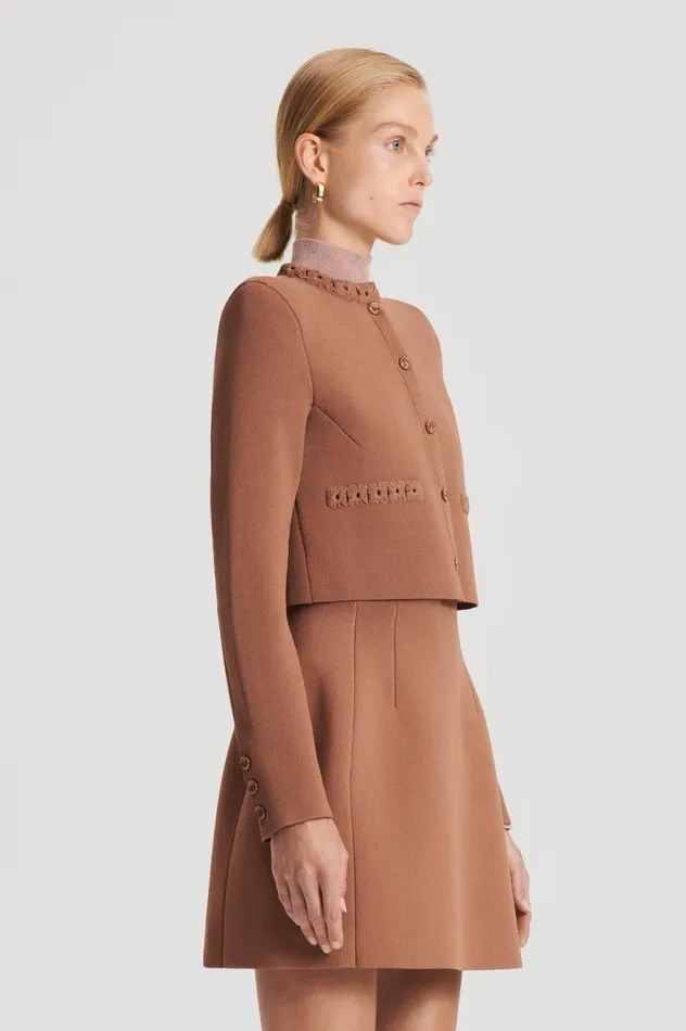 Women Scanlan Theodore Jackets CREPE KNIT DAISY CROP JACKET Spice