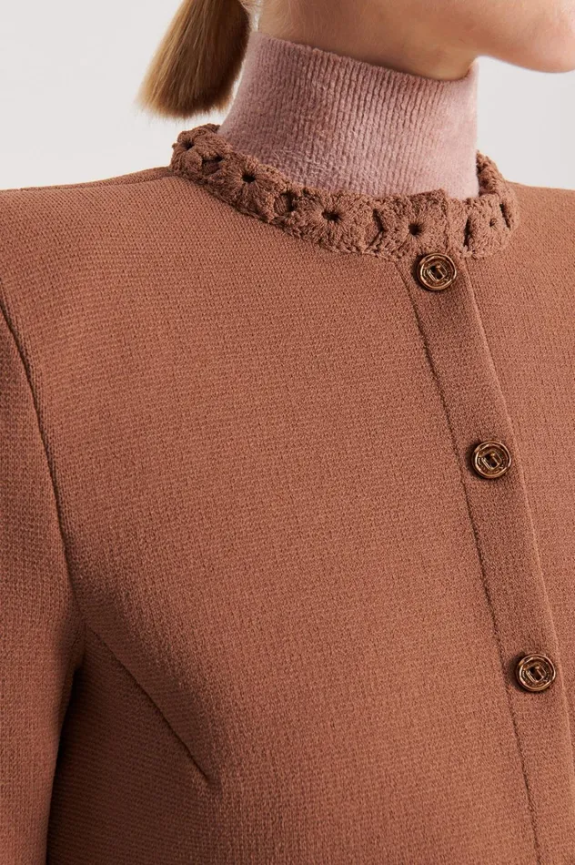 Women Scanlan Theodore Jackets CREPE KNIT DAISY CROP JACKET Spice