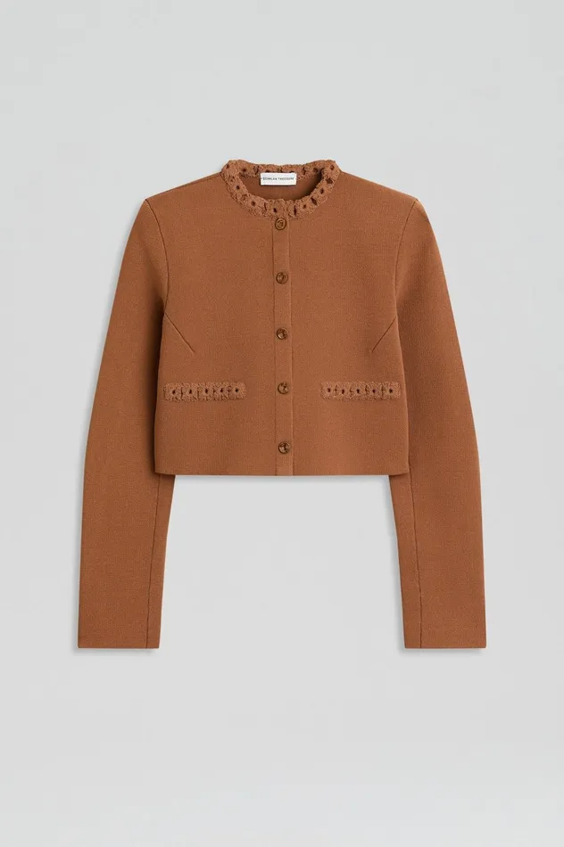 Women Scanlan Theodore Jackets CREPE KNIT DAISY CROP JACKET Spice