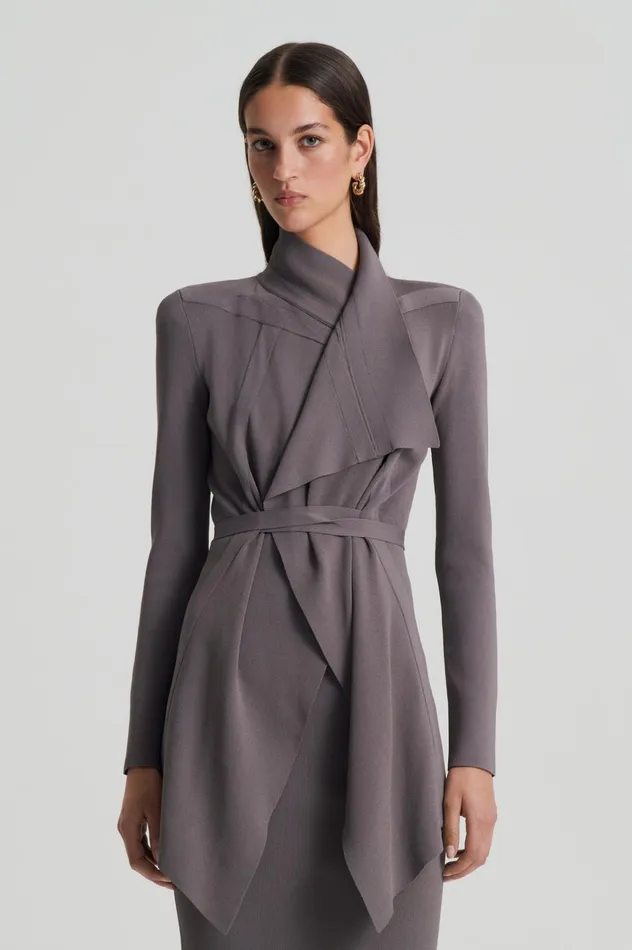 Women Scanlan Theodore Jackets CREPE KNIT DRAPE FRONT JACKET Torba Women Scanlan Theodore Jackets CREPE KNIT DRAPE FRONT JACKET Torba