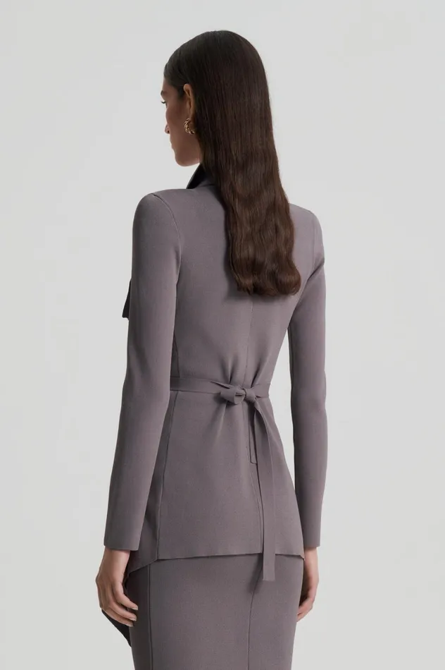 Women Scanlan Theodore Jackets CREPE KNIT DRAPE FRONT JACKET Torba Women Scanlan Theodore Jackets CREPE KNIT DRAPE FRONT JACKET Torba