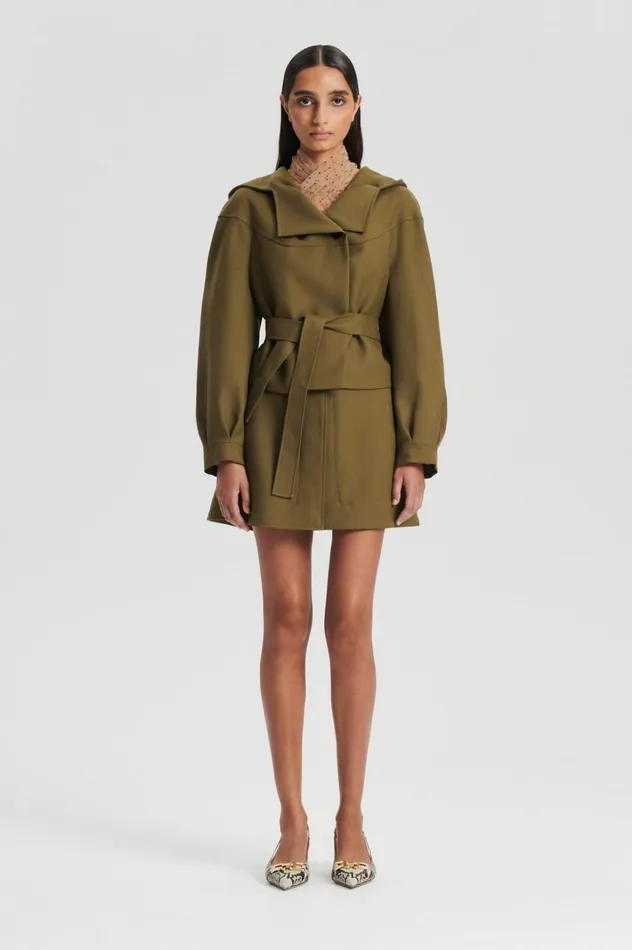 Women Scanlan Theodore Jackets CROPPED DUFFLE Olive