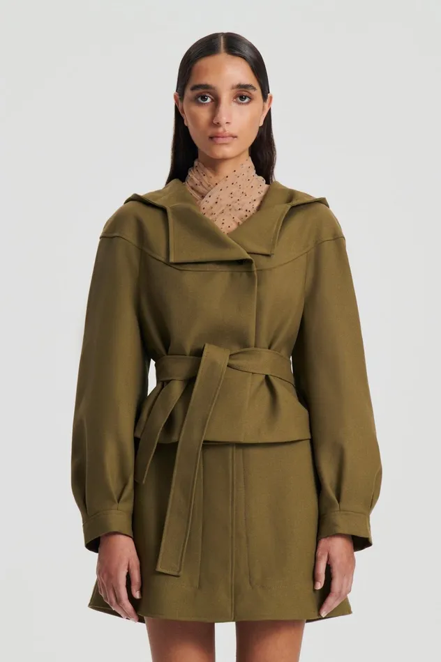 Women Scanlan Theodore Jackets CROPPED DUFFLE Olive Women Scanlan Theodore Jackets CROPPED DUFFLE Olive