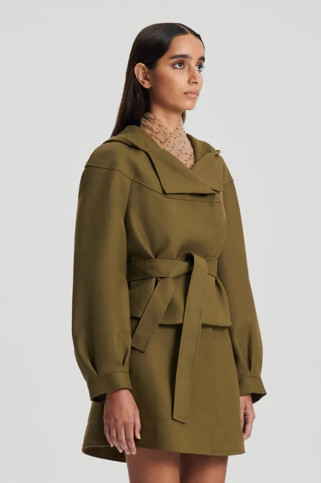 Women Scanlan Theodore Jackets CROPPED DUFFLE Olive Women Scanlan Theodore Jackets CROPPED DUFFLE Olive