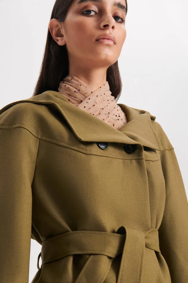 Women Scanlan Theodore Jackets CROPPED DUFFLE Olive Women Scanlan Theodore Jackets CROPPED DUFFLE Olive