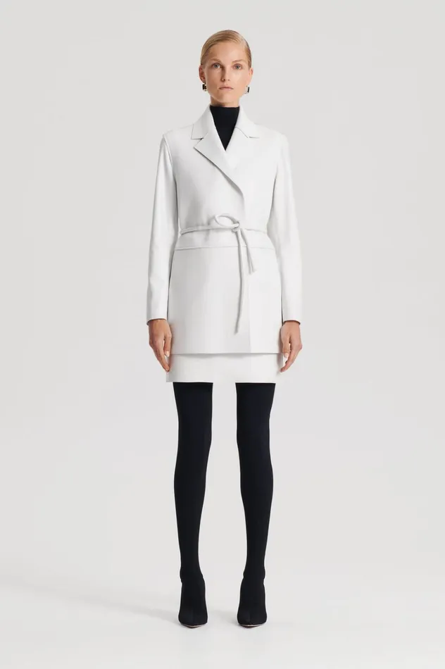 Women Scanlan Theodore Jackets LEATHER BONDED JACKET White