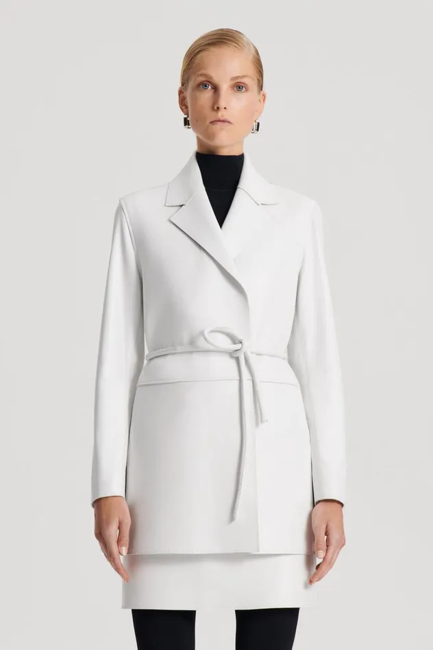 Women Scanlan Theodore Jackets LEATHER BONDED JACKET White Women Scanlan Theodore Jackets LEATHER BONDED JACKET White