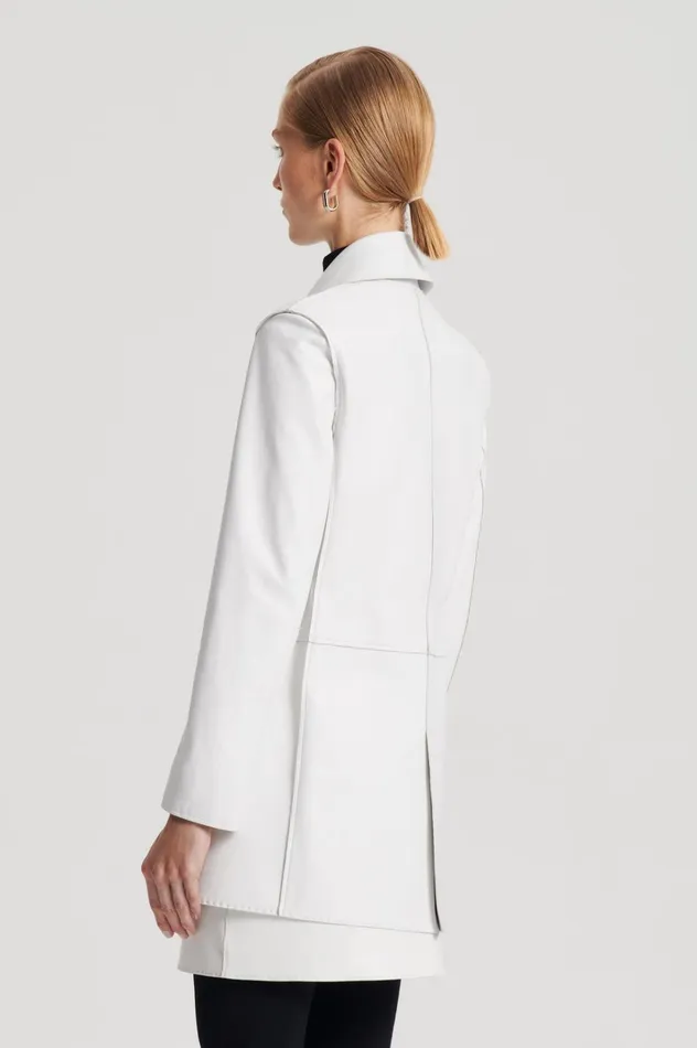 Women Scanlan Theodore Jackets LEATHER BONDED JACKET White Women Scanlan Theodore Jackets LEATHER BONDED JACKET White