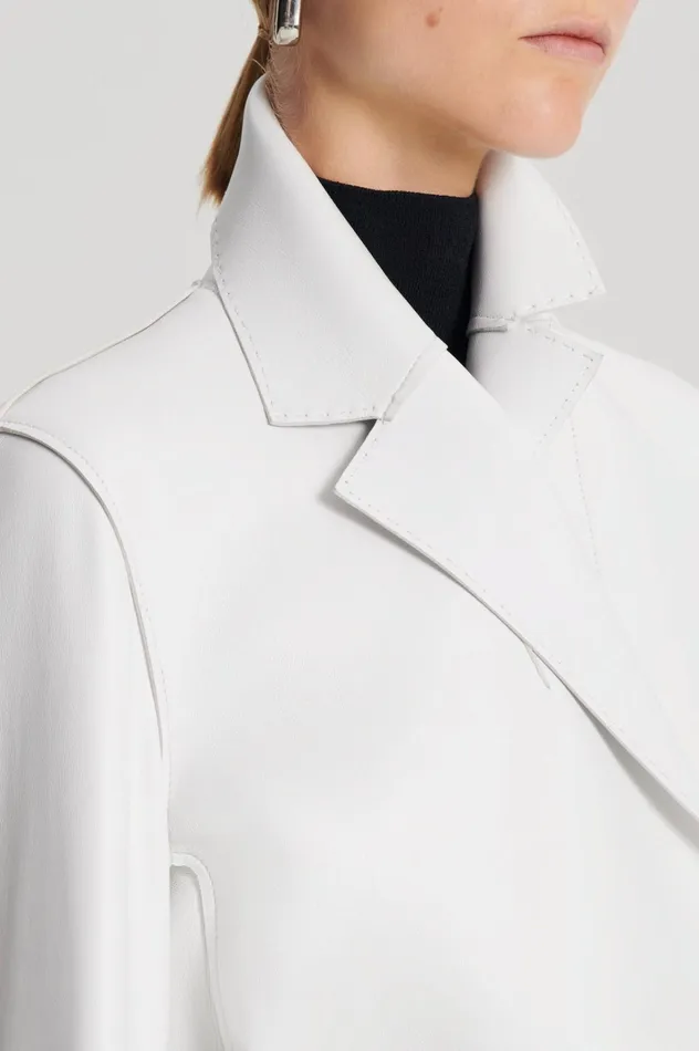 Women Scanlan Theodore Jackets LEATHER BONDED JACKET White Women Scanlan Theodore Jackets LEATHER BONDED JACKET White