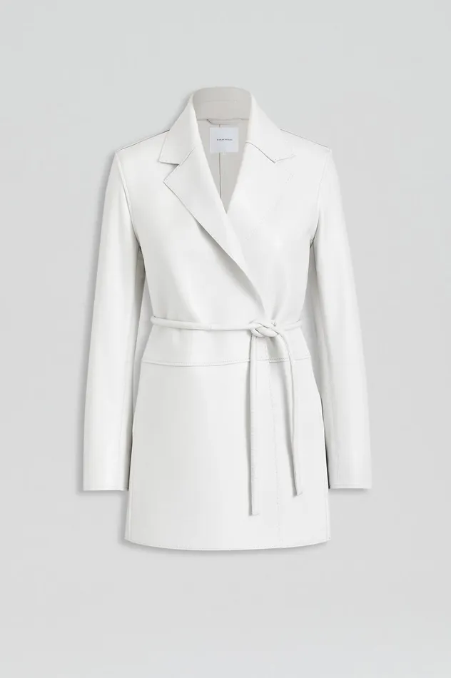 Women Scanlan Theodore Jackets LEATHER BONDED JACKET White Women Scanlan Theodore Jackets LEATHER BONDED JACKET White