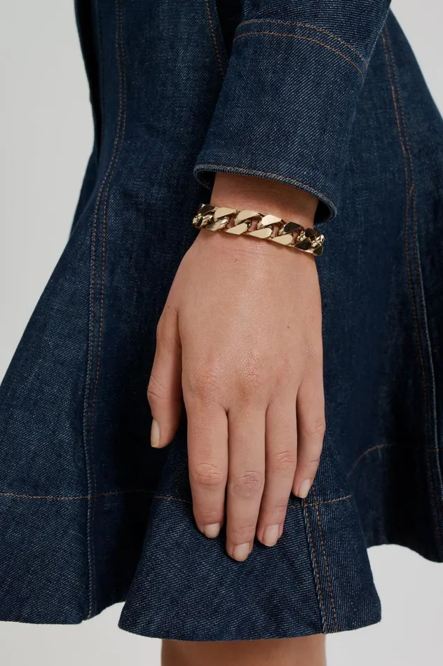 Women Scanlan Theodore Jewelry CHUNKY FLAT CHAIN BRACELET Lightgold