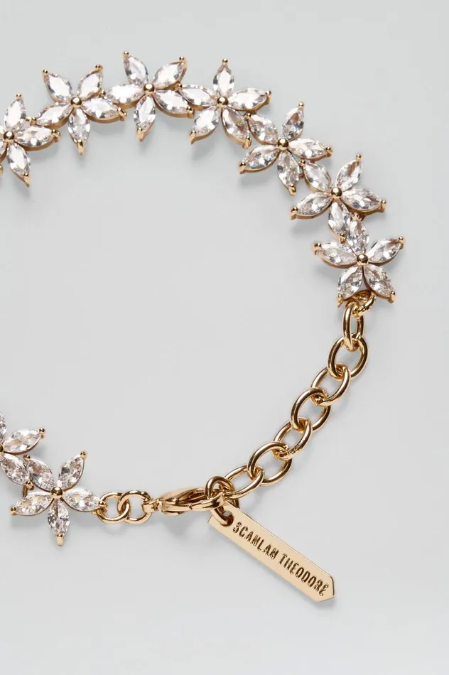 Women Scanlan Theodore Jewelry CRYSTAL FLOWER BRACELET Lightgoldcrystal Women Scanlan Theodore Jewelry CRYSTAL FLOWER BRACELET Lightgoldcrystal