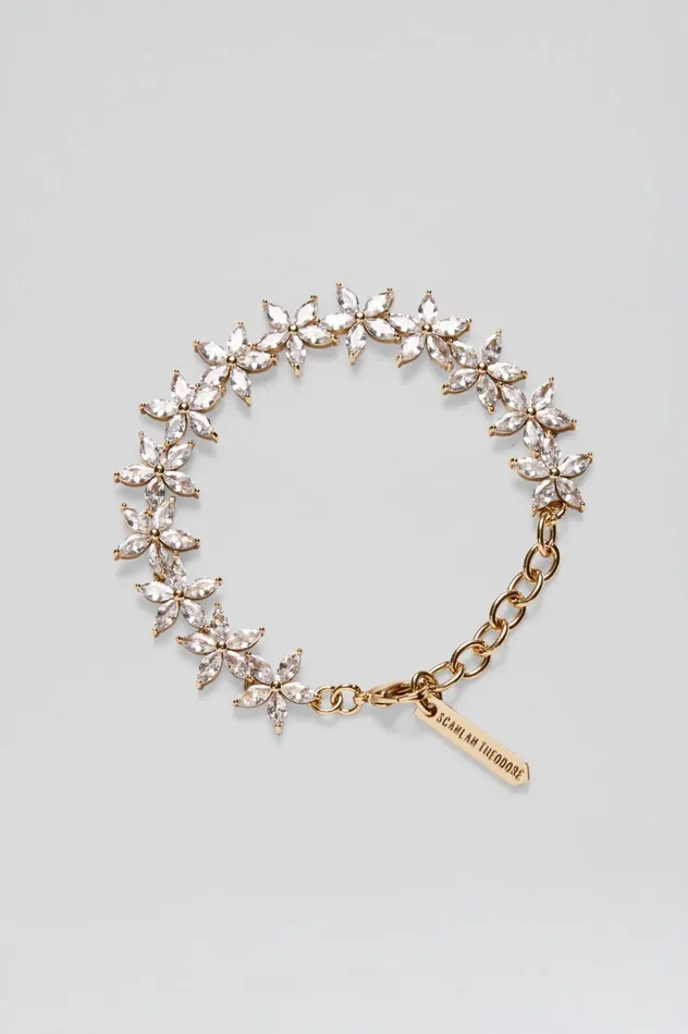 Women Scanlan Theodore Jewelry CRYSTAL FLOWER BRACELET Lightgoldcrystal Women Scanlan Theodore Jewelry CRYSTAL FLOWER BRACELET Lightgoldcrystal