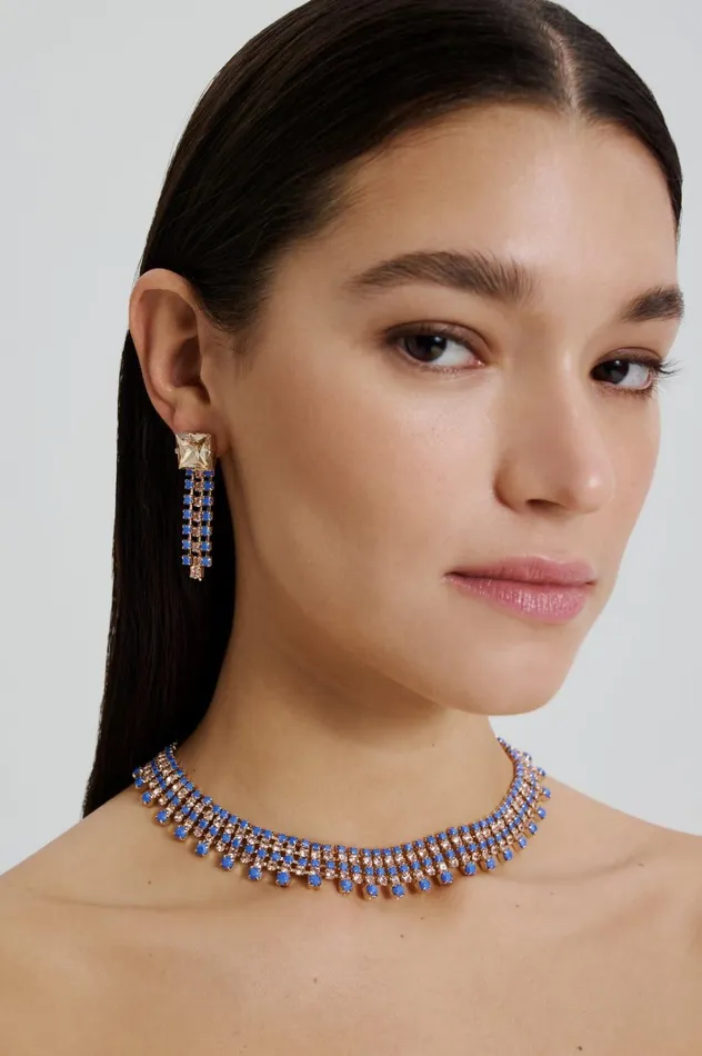 Women Scanlan Theodore Jewelry OPAL STRASS CHOKER Cornflower