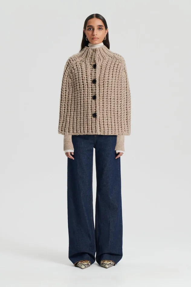 Women Scanlan Theodore Knitwear HANDKNIT CAPE Taupe