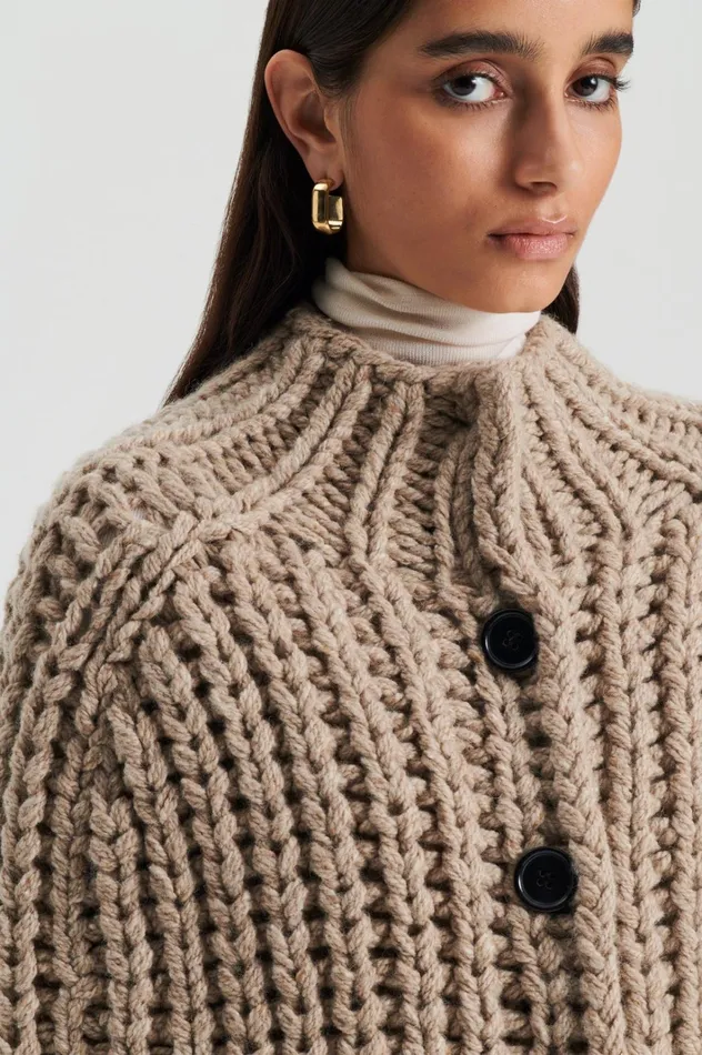 Women Scanlan Theodore Knitwear HANDKNIT CAPE Taupe