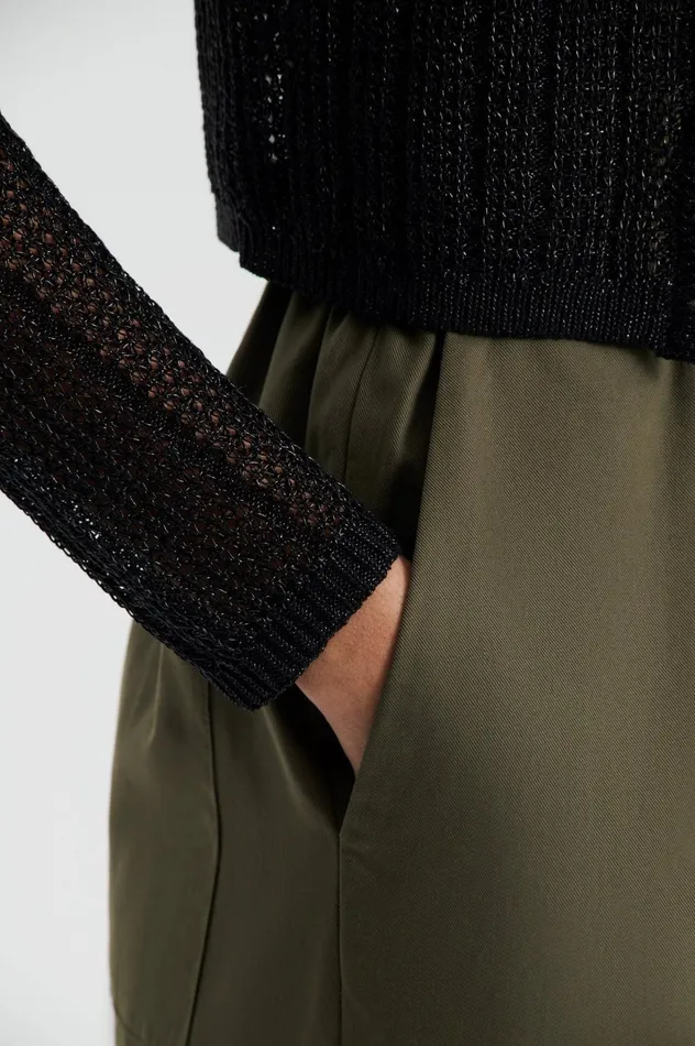 Women Scanlan Theodore Knitwear METALLIC KNIT CROP CARDIGAN Black Women Scanlan Theodore Knitwear METALLIC KNIT CROP CARDIGAN Black