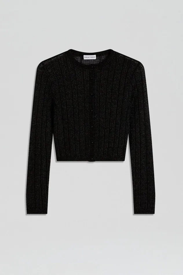 Women Scanlan Theodore Knitwear METALLIC KNIT CROP CARDIGAN Black Women Scanlan Theodore Knitwear METALLIC KNIT CROP CARDIGAN Black