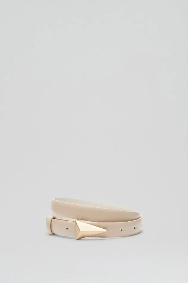 Women Scanlan Theodore Leather BRUSHED TRIANGLE TRIM BELT 2 Stone