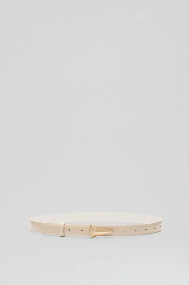 Women Scanlan Theodore Leather BRUSHED TRIANGLE TRIM BELT 2 Stone Women Scanlan Theodore Leather BRUSHED TRIANGLE TRIM BELT 2 Stone