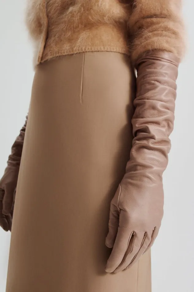 Women Scanlan Theodore Leather LEATHER GLOVES Camel