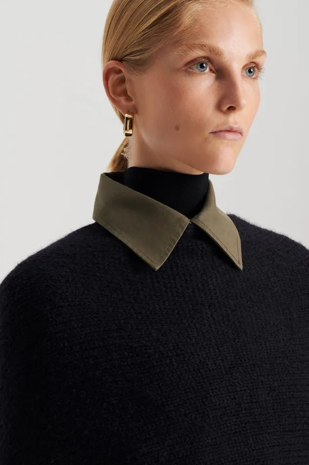 Women Scanlan Theodore Scarves FRINGED CAPE Black
