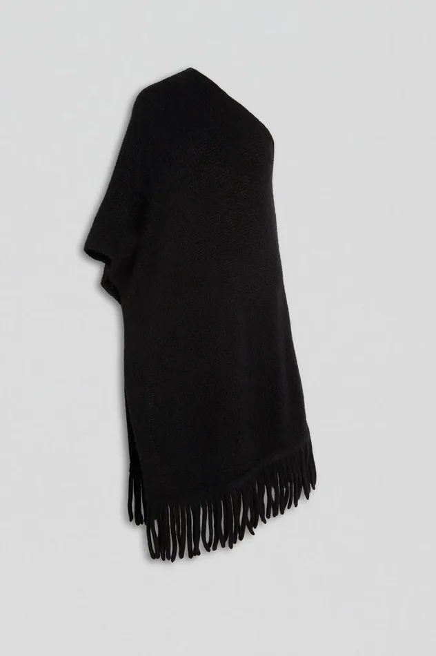 Women Scanlan Theodore Scarves FRINGED CAPE Black