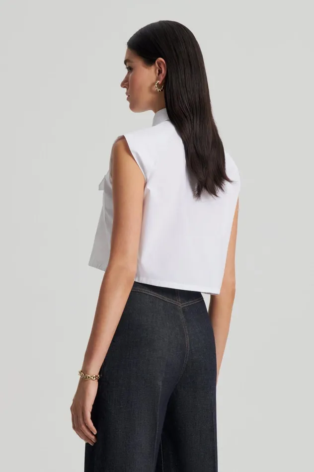 Women Scanlan Theodore Shirts PARACHUTE CROP SHIRT White