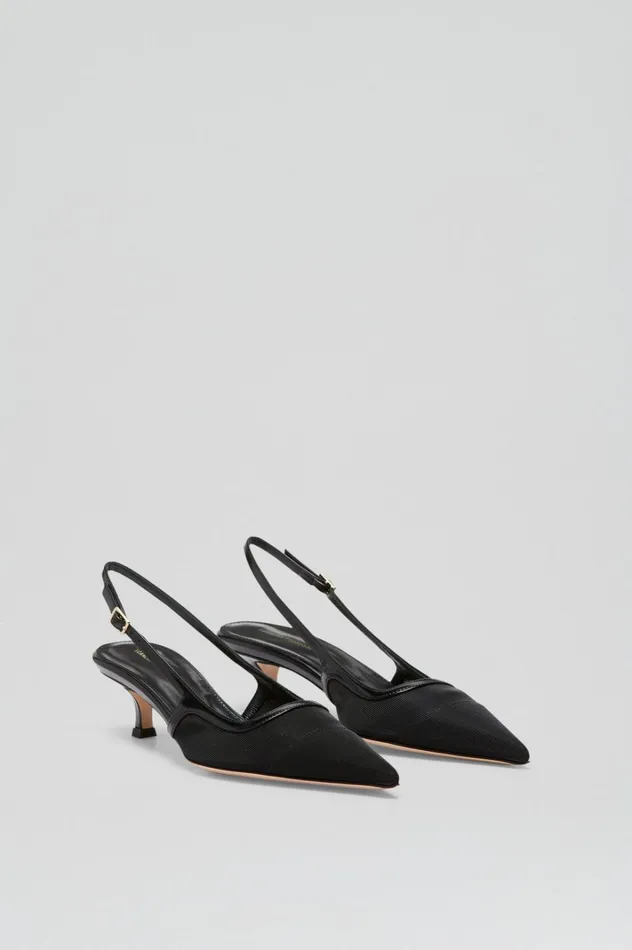 Women Scanlan Theodore Shoes FINE MESH SLINGBACK 45 Black