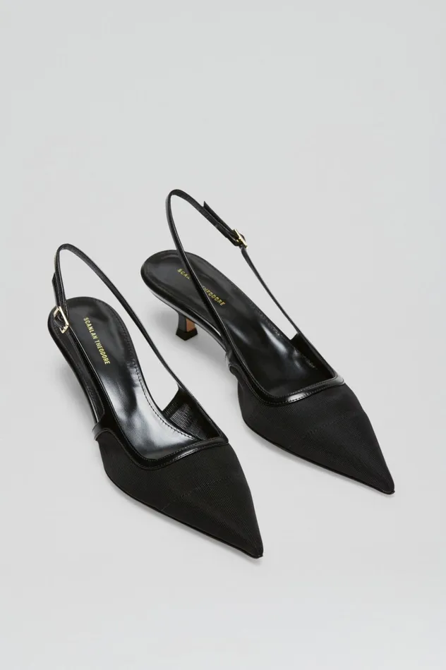 Women Scanlan Theodore Shoes FINE MESH SLINGBACK 45 Black