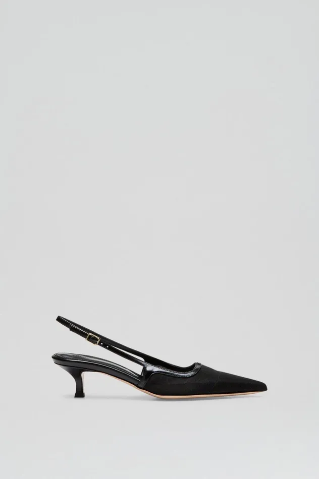 Women Scanlan Theodore Shoes FINE MESH SLINGBACK 45 Black