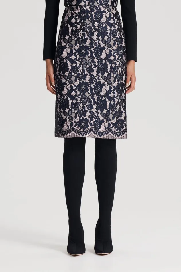 Women Scanlan Theodore Skirts BONDED LACE SKIRT Navy