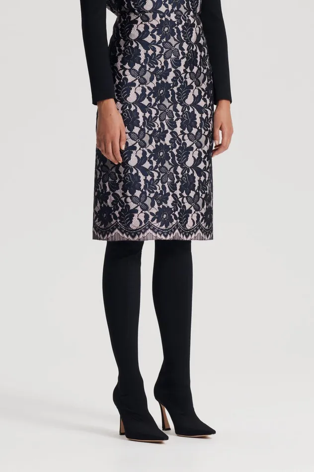 Women Scanlan Theodore Skirts BONDED LACE SKIRT Navy