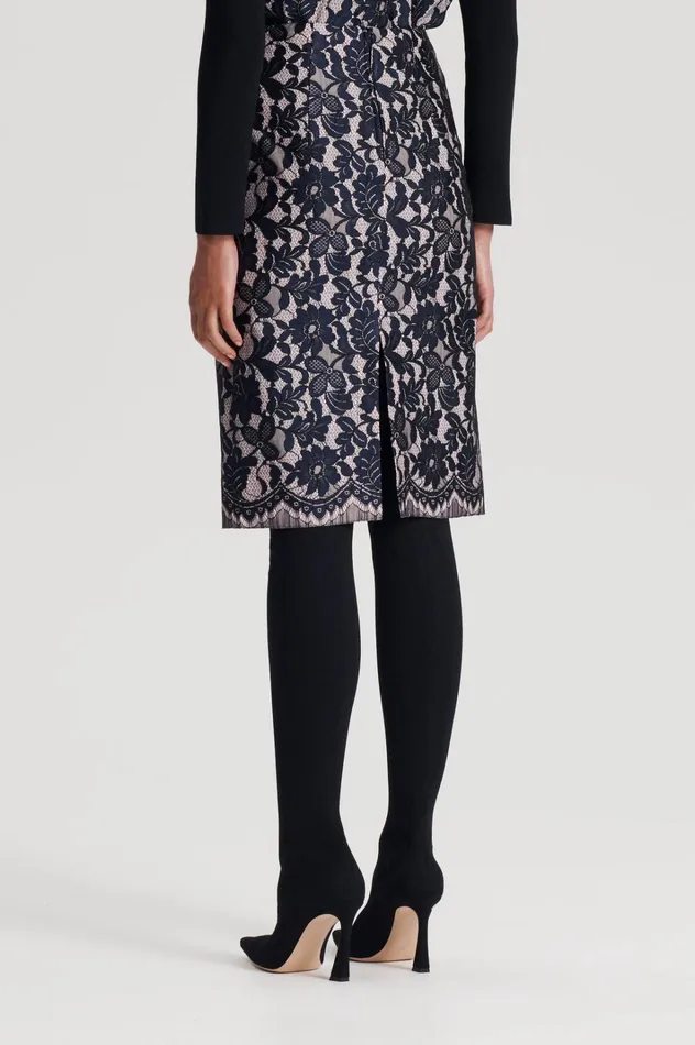 Women Scanlan Theodore Skirts BONDED LACE SKIRT Navy
