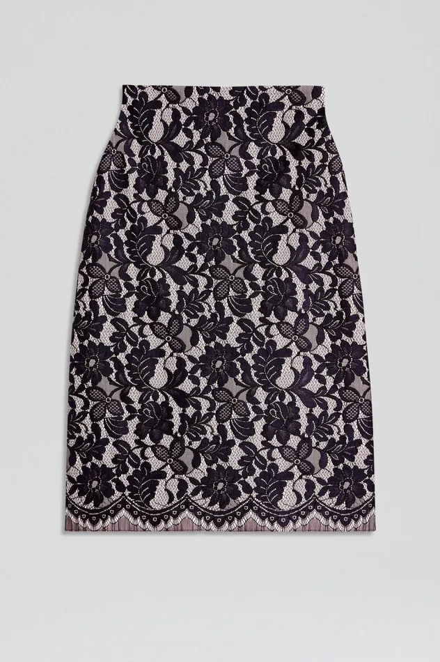 Women Scanlan Theodore Skirts BONDED LACE SKIRT Navy
