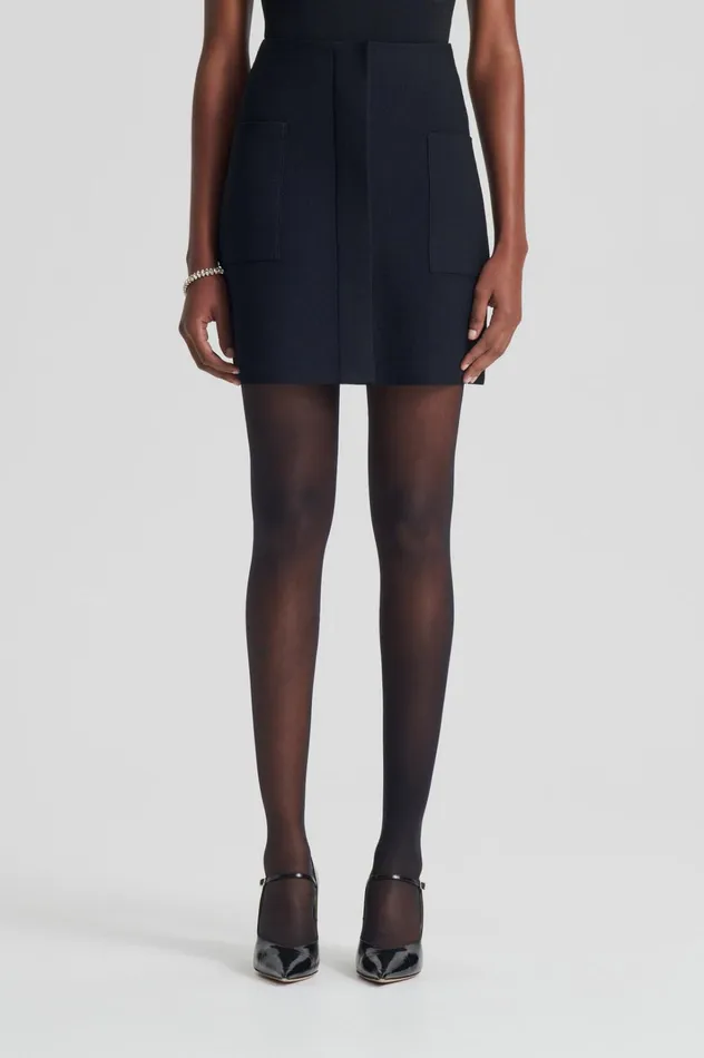 Women Scanlan Theodore Skirts CREPE KNIT POCKET MINI SKIRT Black Women Scanlan Theodore Skirts CREPE KNIT POCKET MINI SKIRT Black