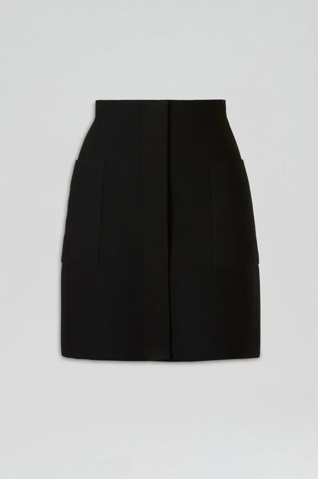 Women Scanlan Theodore Skirts CREPE KNIT POCKET MINI SKIRT Black Women Scanlan Theodore Skirts CREPE KNIT POCKET MINI SKIRT Black