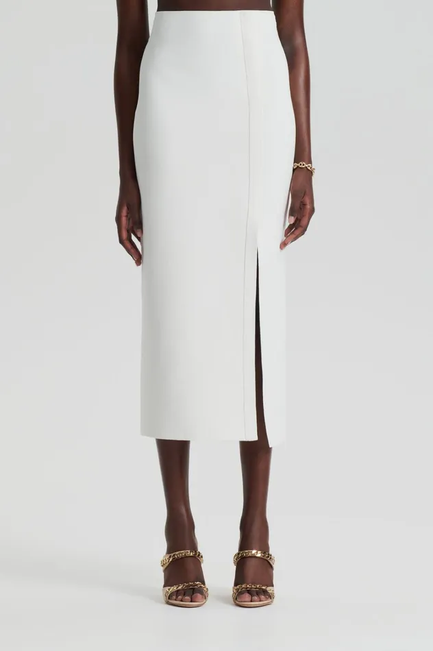 Women Scanlan Theodore Skirts CREPE KNIT SPLIT SKIRT Cream Women Scanlan Theodore Skirts CREPE KNIT SPLIT SKIRT Cream