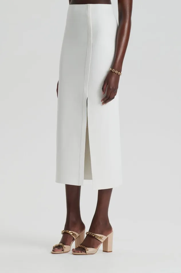 Women Scanlan Theodore Skirts CREPE KNIT SPLIT SKIRT Cream Women Scanlan Theodore Skirts CREPE KNIT SPLIT SKIRT Cream