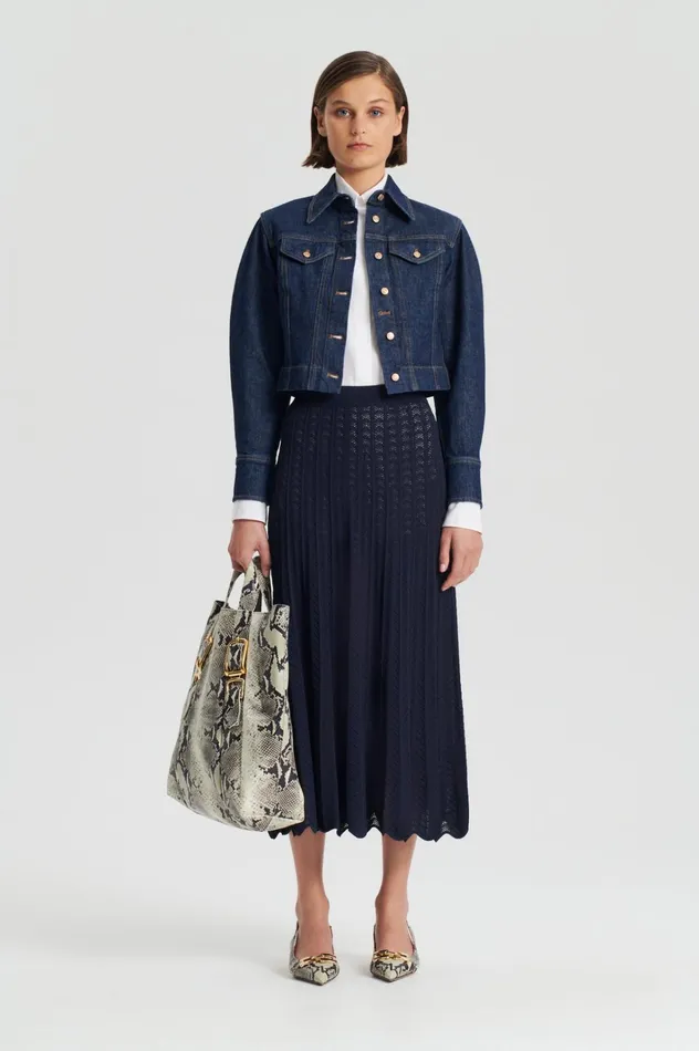 Women Scanlan Theodore Skirts PLEAT LACE SKIRT Navy