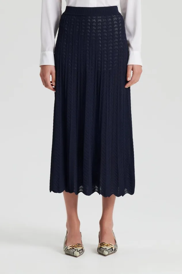 Women Scanlan Theodore Skirts PLEAT LACE SKIRT Navy Women Scanlan Theodore Skirts PLEAT LACE SKIRT Navy